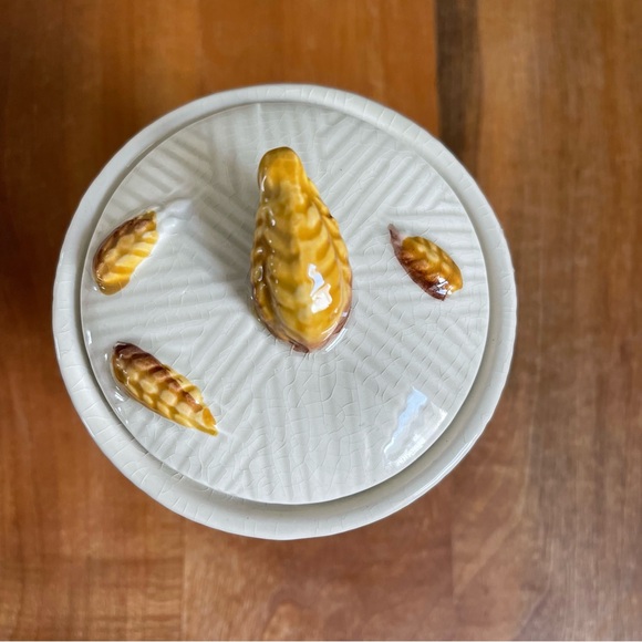 Vintage Lefton 5" Ceramic Art Pottery Canister Orange Poppy Wheat with Lid Japan - Picture 4 of 7